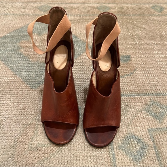 Givenchy Paris Brown Leather Studded Wooden Cone High Heels | Size 6 - Picture 3 of 8